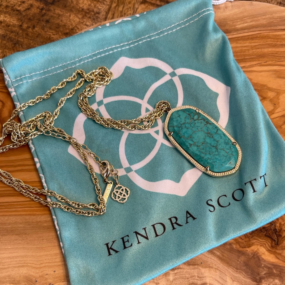 Kendra Scott Rae turquoise and gold necklace